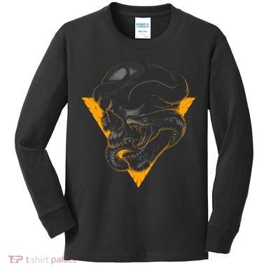 Skull Snake Triangle Graphic Design Kids Long Sleeve Shirt