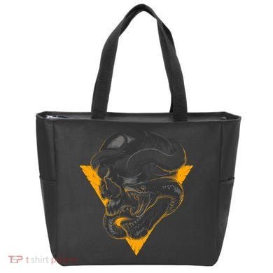 Skull Snake Triangle Graphic Design Tote Bag