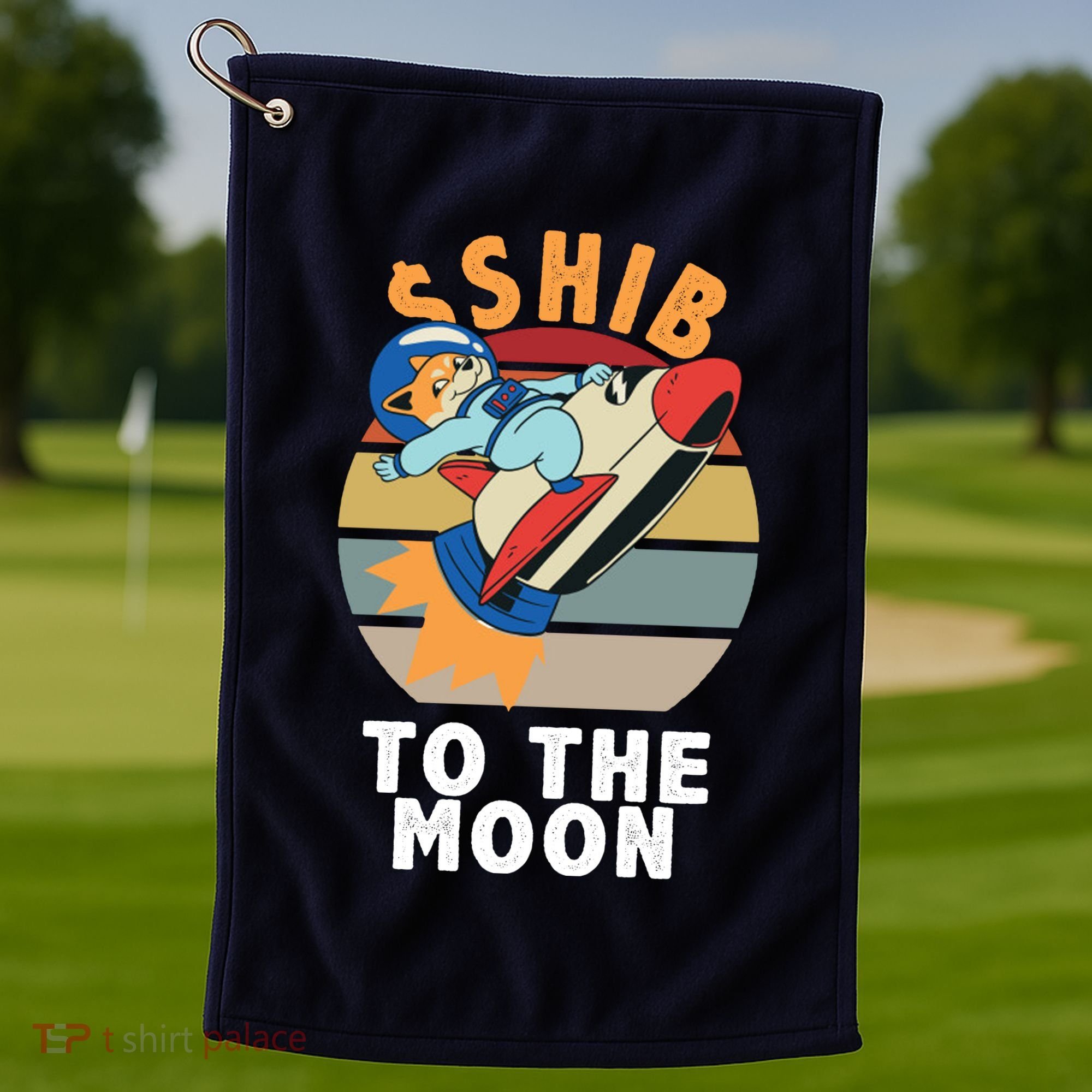 Shiba, Shib To The Moon Golf Towel