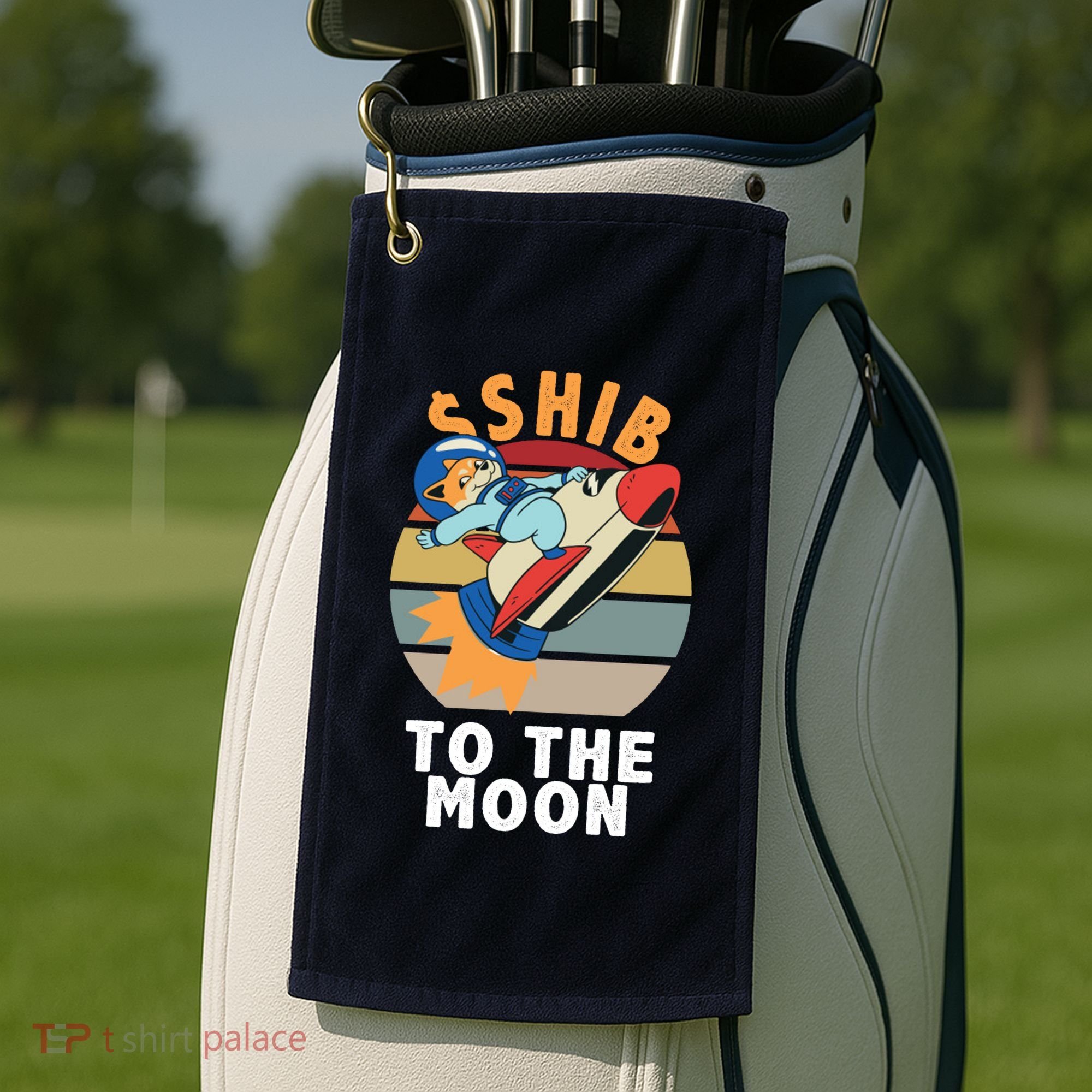Shiba, Shib To The Moon Golf Towel