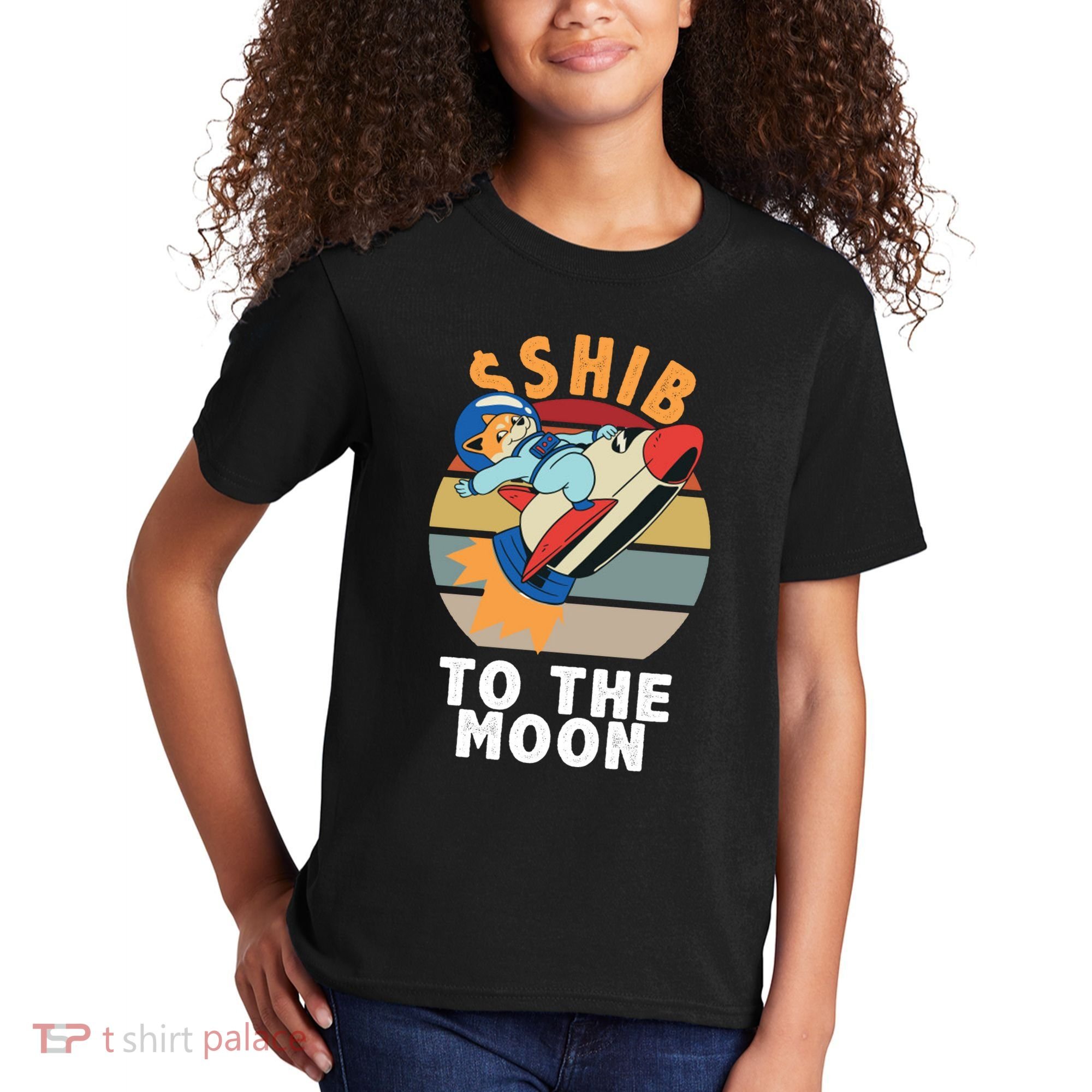 Shiba, Shib To The Moon Kids T-Shirt