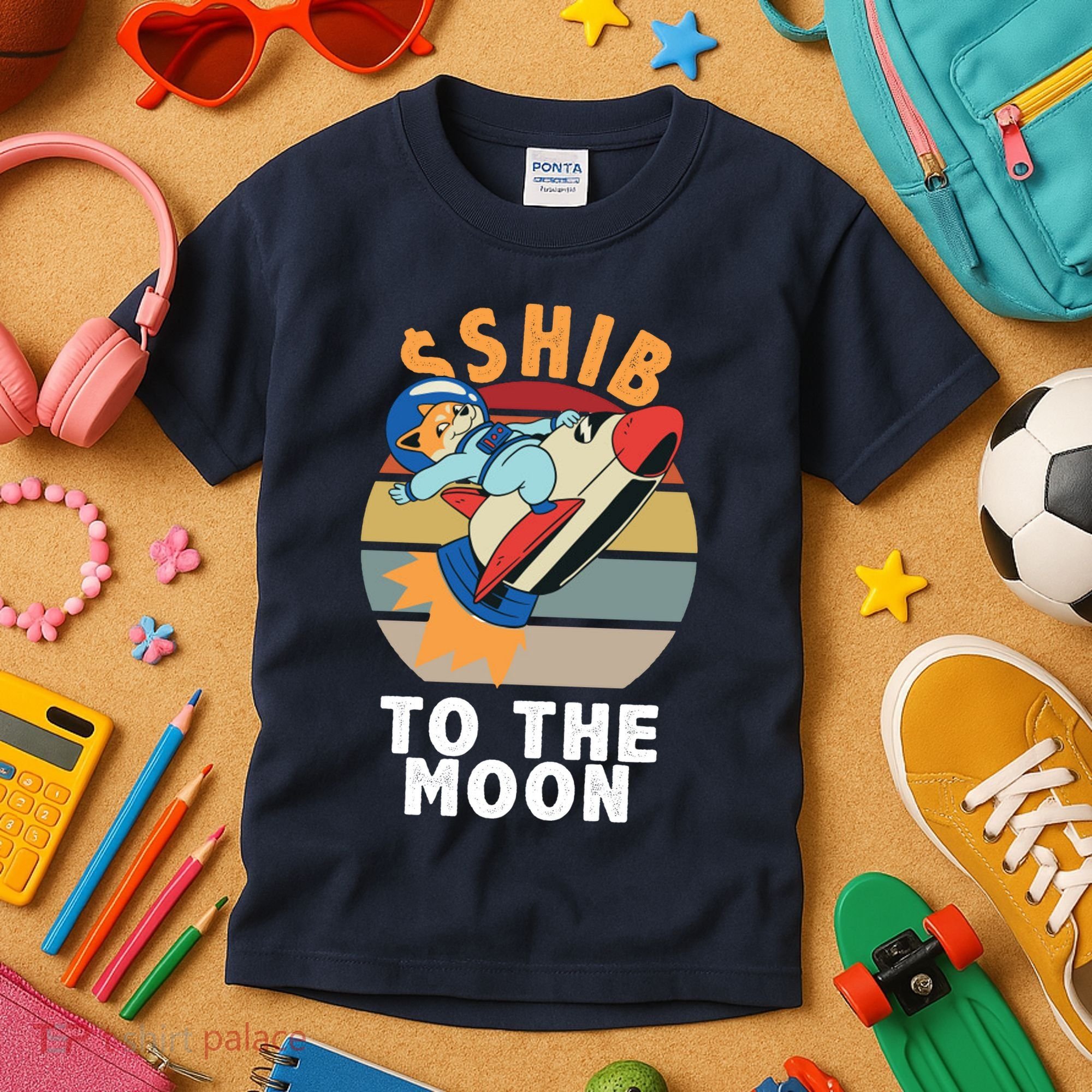 Shiba, Shib To The Moon Kids T-Shirt
