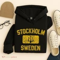 Stockholm Sweden Trident Gym Style Distressed Yellow Hoodie thumb 4