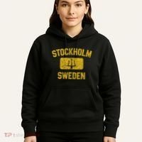 Stockholm Sweden Trident Gym Style Distressed Yellow Hoodie thumb 5