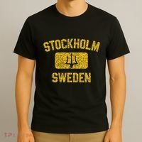 Stockholm Sweden Trident Gym Style Distressed Yellow T-Shirt thumb 3