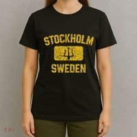 Stockholm Sweden Trident Gym Style Distressed Yellow T-Shirt thumb 4