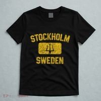 Stockholm Sweden Trident Gym Style Distressed Yellow T-Shirt thumb 5