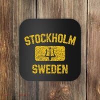 Stockholm Sweden Trident Gym Style Distressed Yellow Coaster thumb 0