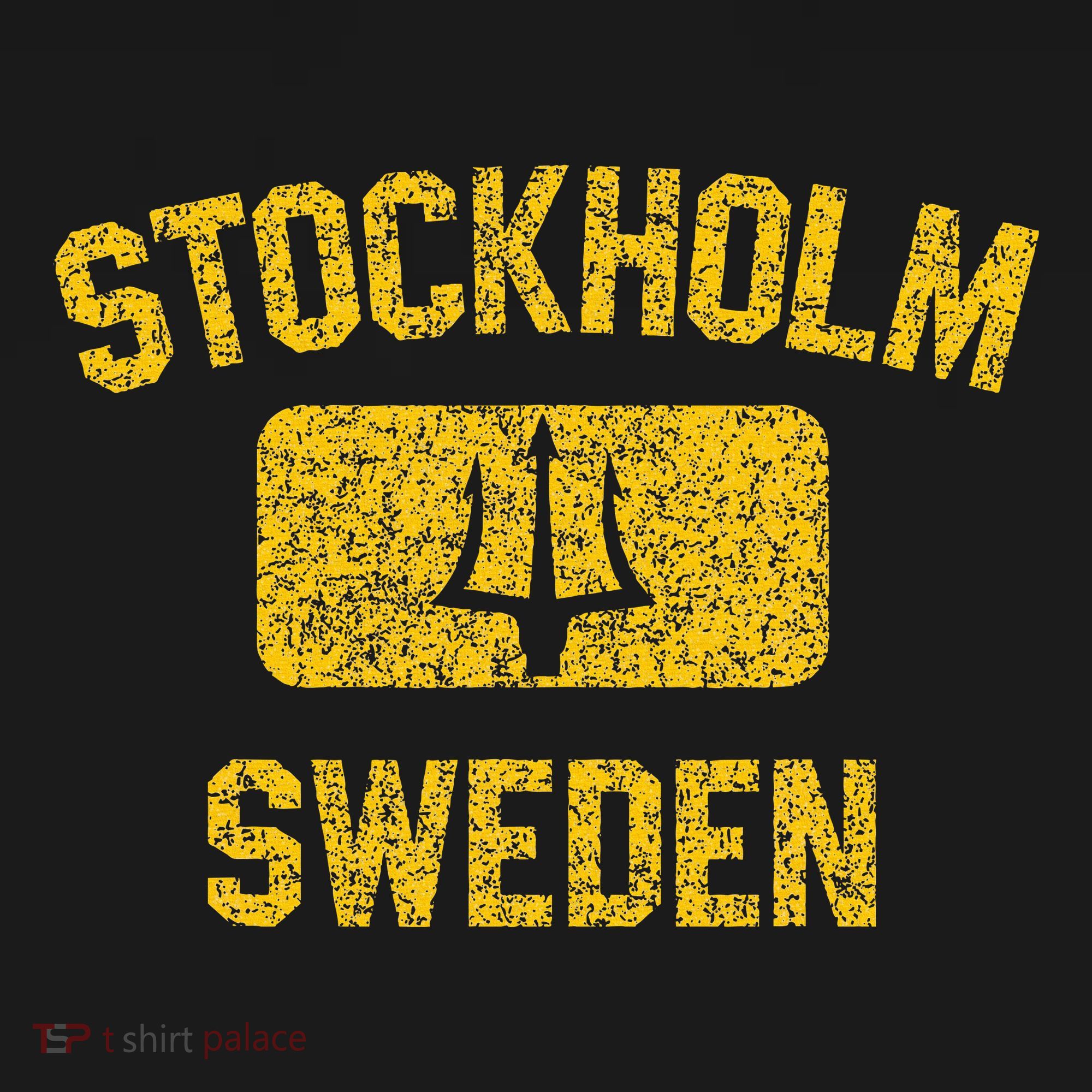 Stockholm Sweden Trident Gym Style Distressed Yellow Coaster