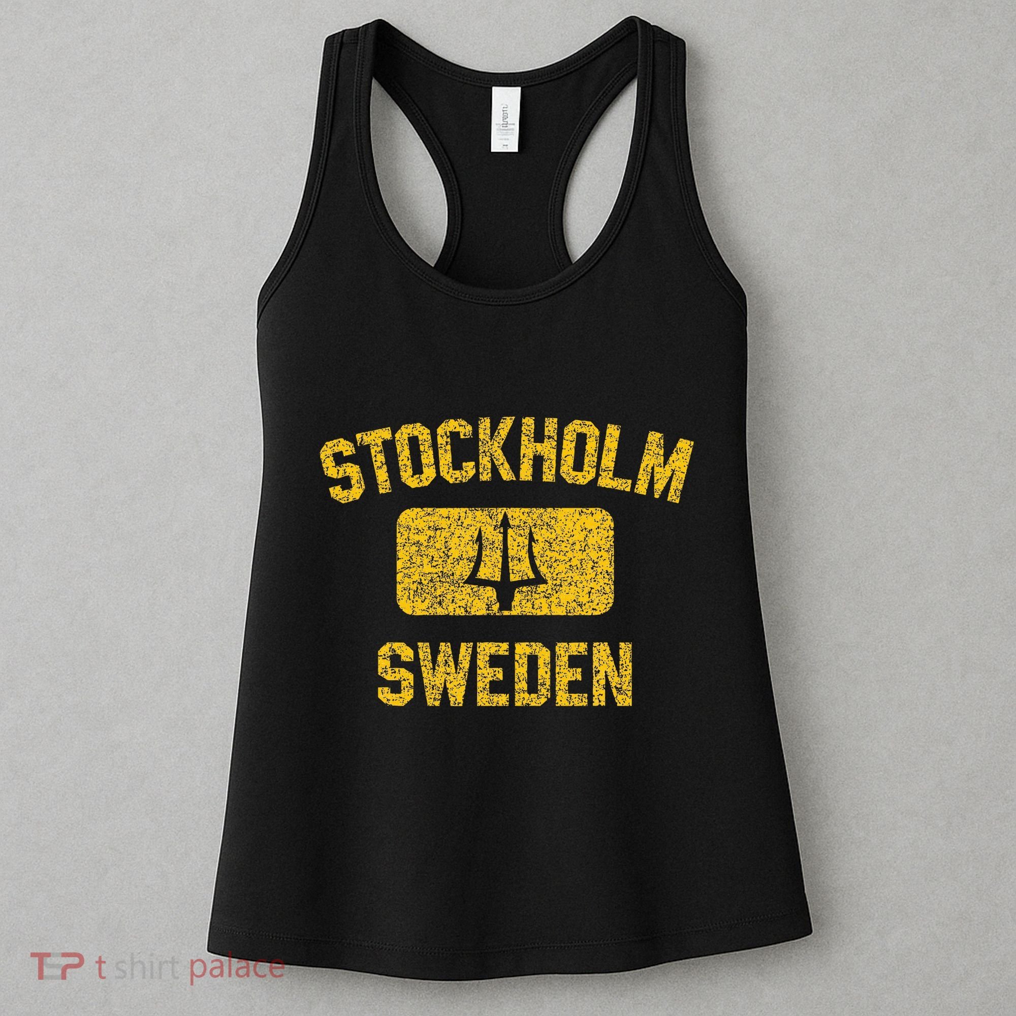 Stockholm Sweden Trident Gym Style Distressed Yellow Women's Tank Top