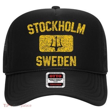 Stockholm Sweden Trident Gym Style Distressed Yellow Hat