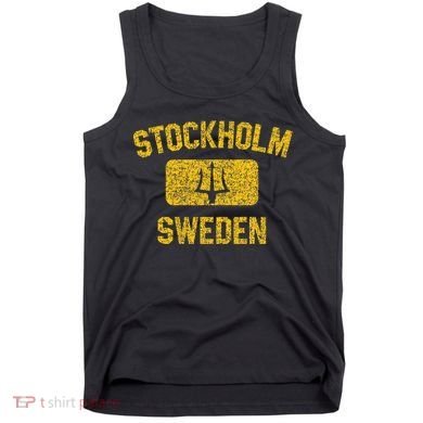 Stockholm Sweden Trident Gym Style Distressed Yellow Tank Top