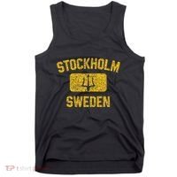 Stockholm Sweden Trident Gym Style Distressed Yellow Tank Top thumb 0
