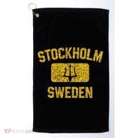 Stockholm Sweden Trident Gym Style Distressed Yellow Golf Towel thumb 0