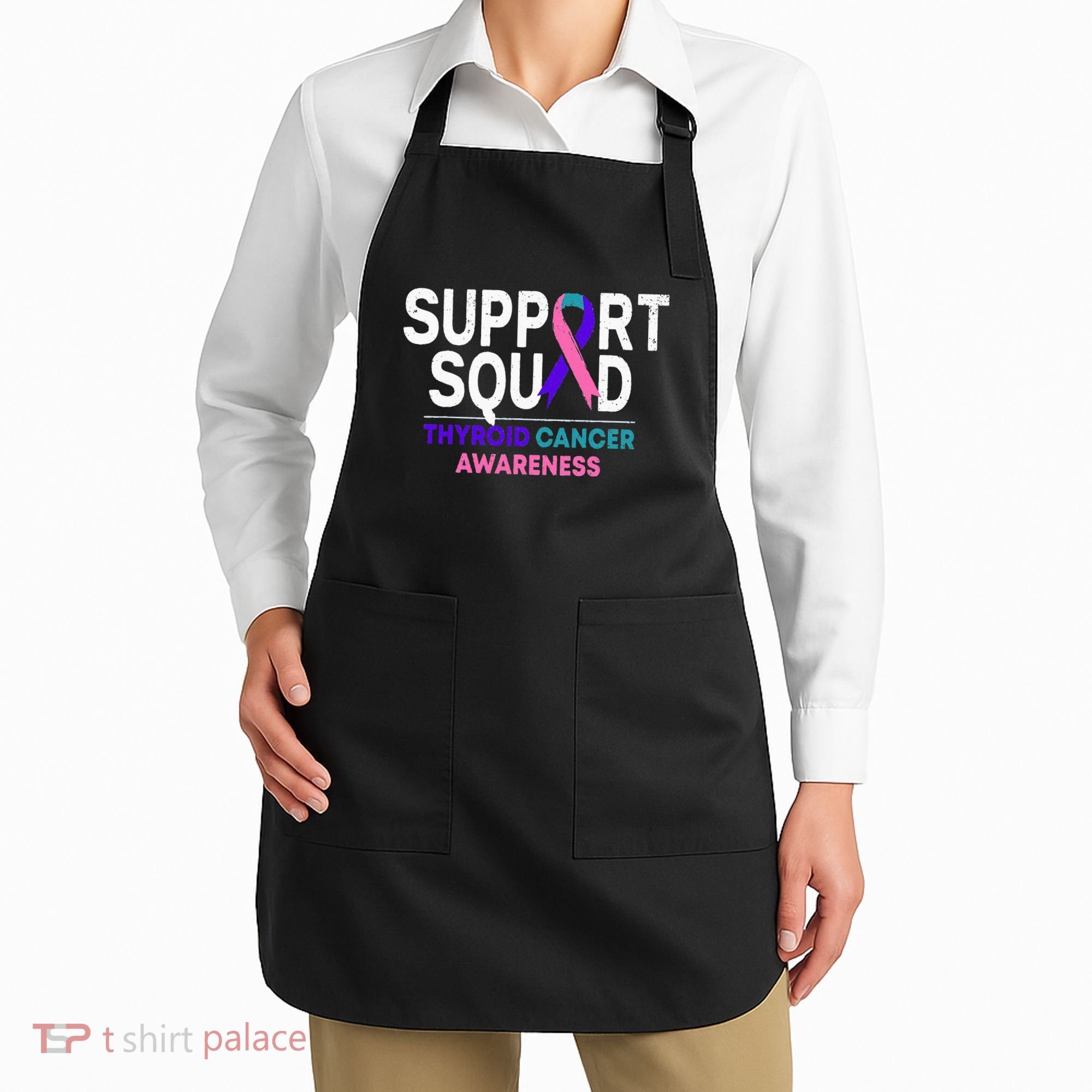 Support Squad Thyroid Cancer Awareness Month Ribbon Family Apron