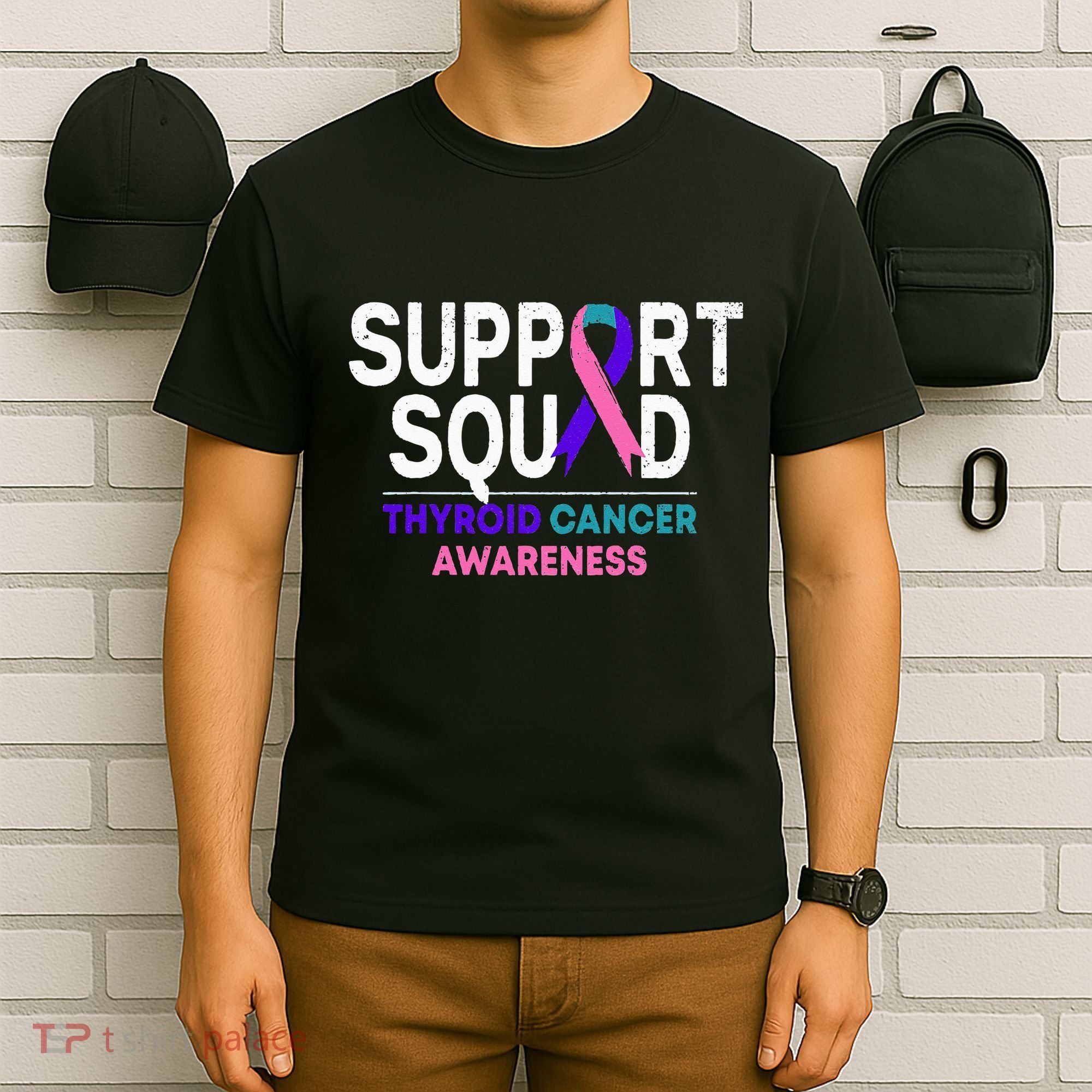Support Squad Thyroid Cancer Awareness Month Ribbon Family T-Shirt