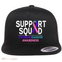 Support Squad Thyroid Cancer Awareness Month Ribbon Family Flat Bill Trucker Hat thumb 0