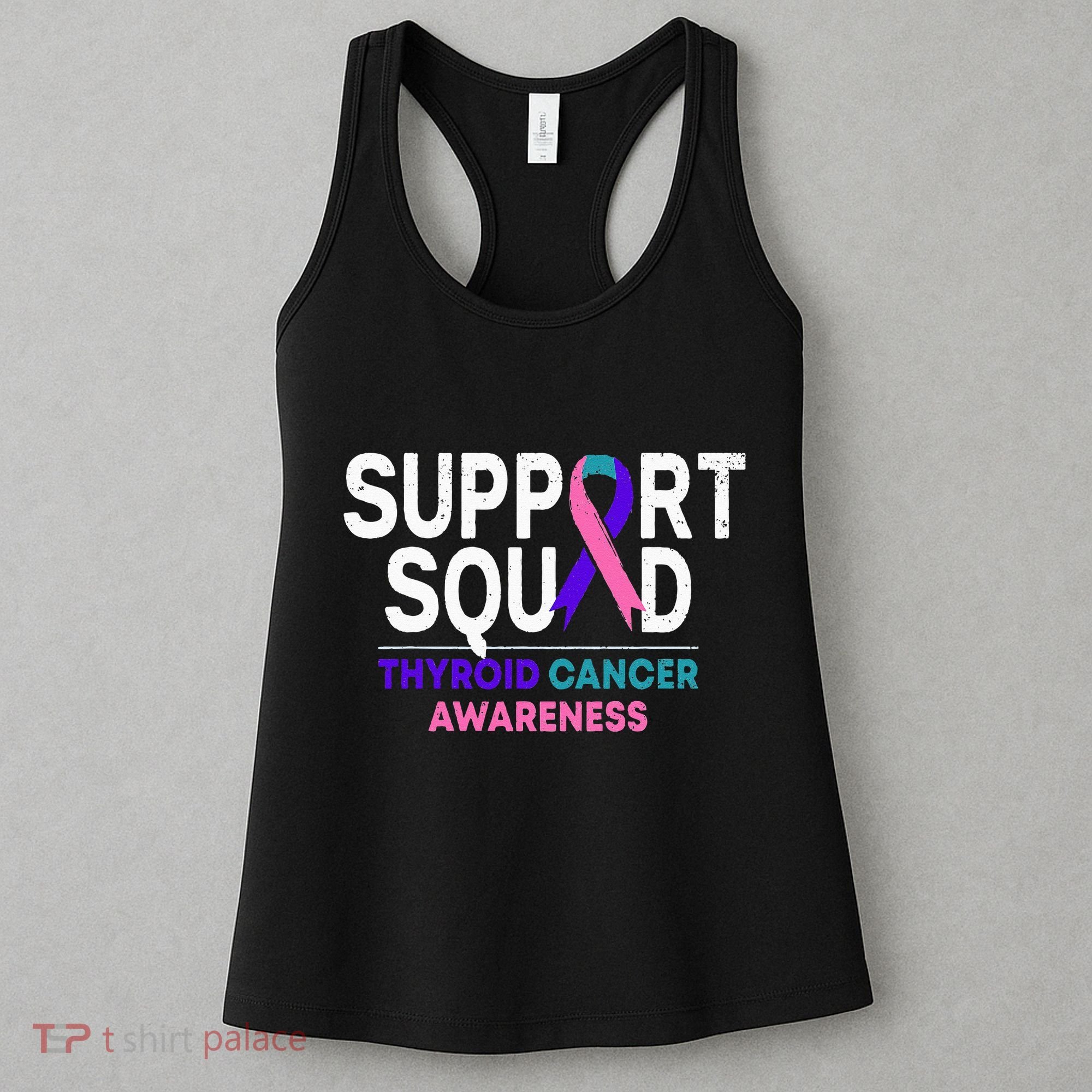Support Squad Thyroid Cancer Awareness Month Ribbon Family Women's Tank Top