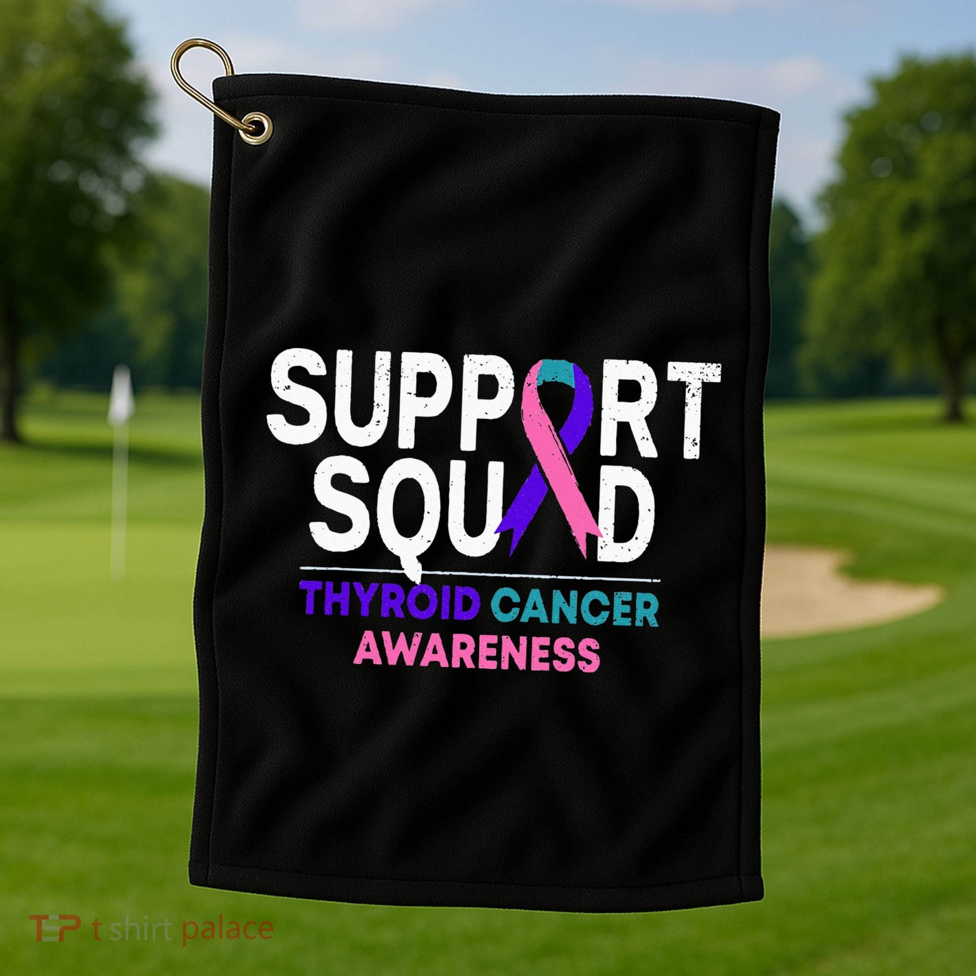 Support Squad Thyroid Cancer Awareness Month Ribbon Family Golf Towel