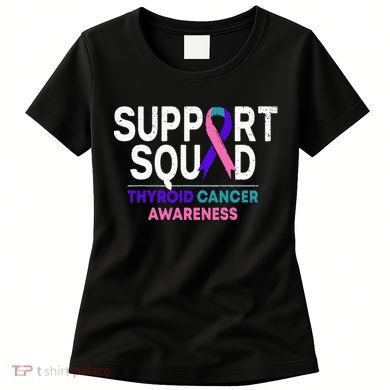 Support Squad Thyroid Cancer Awareness Month Ribbon Family Women's T-Shirt