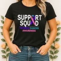 Support Squad Thyroid Cancer Awareness Month Ribbon Family Women's T-Shirt thumb 2