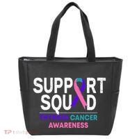 Support Squad Thyroid Cancer Awareness Month Ribbon Family Tote Bag thumb 0