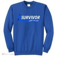 Survivor Stronger Than Cancer Colon Cancer Awareness Gift Sweatshirt thumb 0