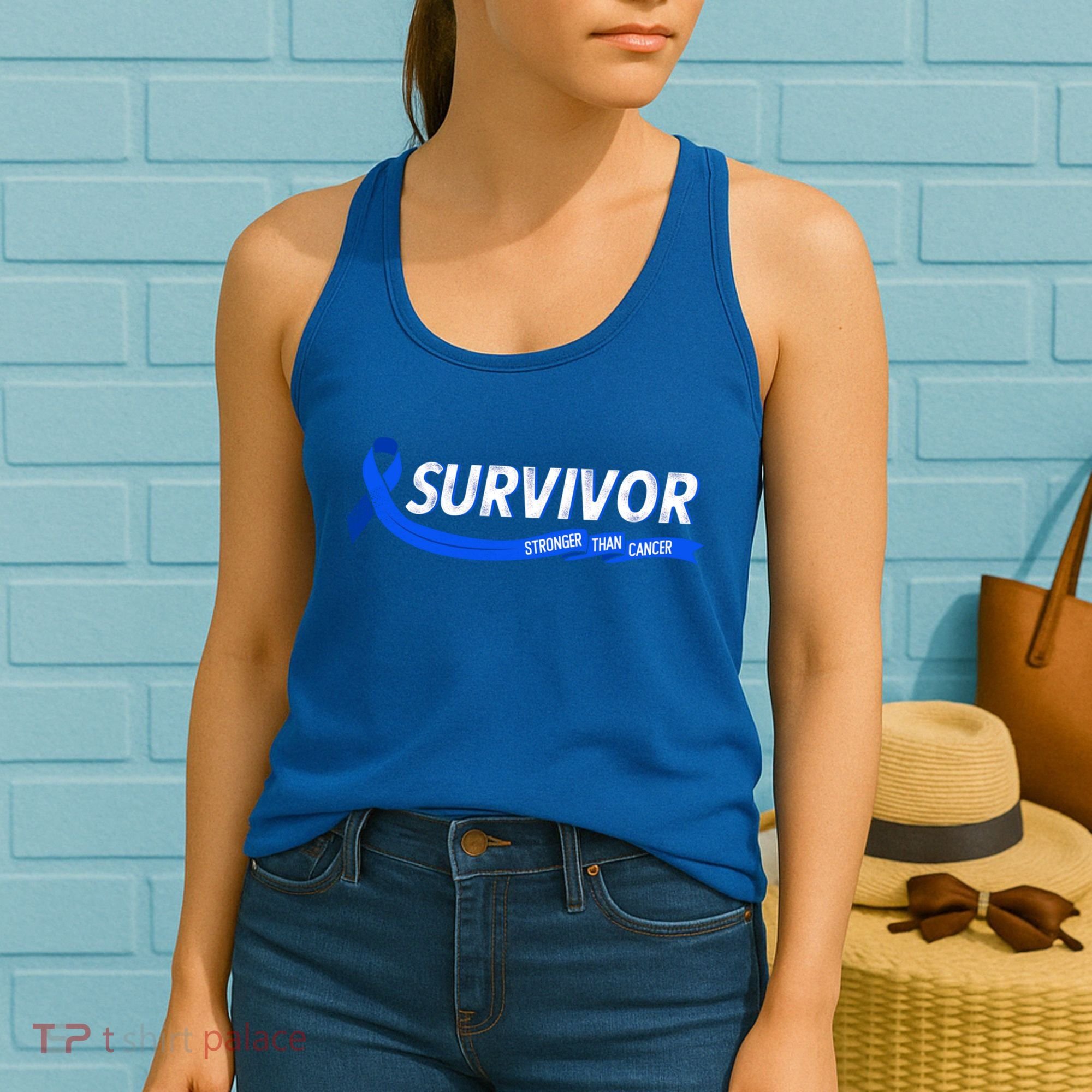Survivor Stronger Than Cancer Colon Cancer Awareness Gift Women's Tank Top