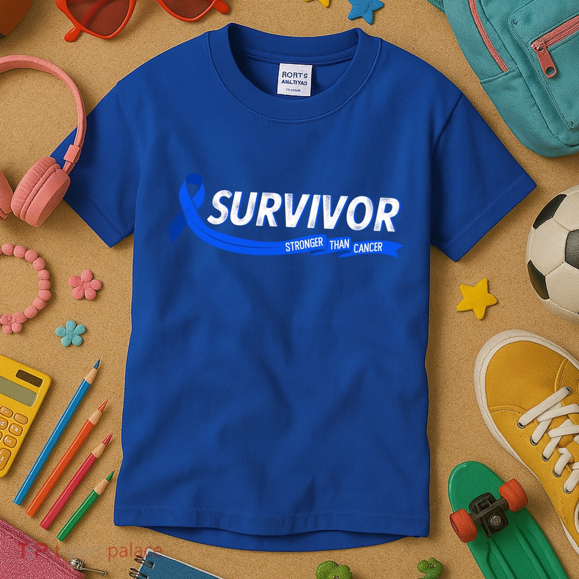 Survivor Stronger Than Cancer Colon Cancer Awareness Gift Kids T-Shirt