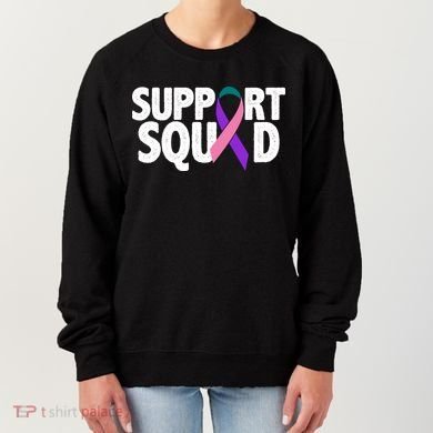 Thyroid Cancer Support Squad Teal Purple Pink Ribbon Women's Sweatshirt