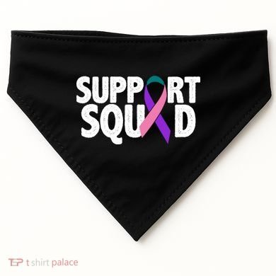 Thyroid Cancer Support Squad Teal Purple Pink Ribbon USA-Made Doggie Bandana