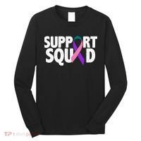 Thyroid Cancer Support Squad Teal Purple Pink Ribbon Long Sleeve Shirt thumb 0