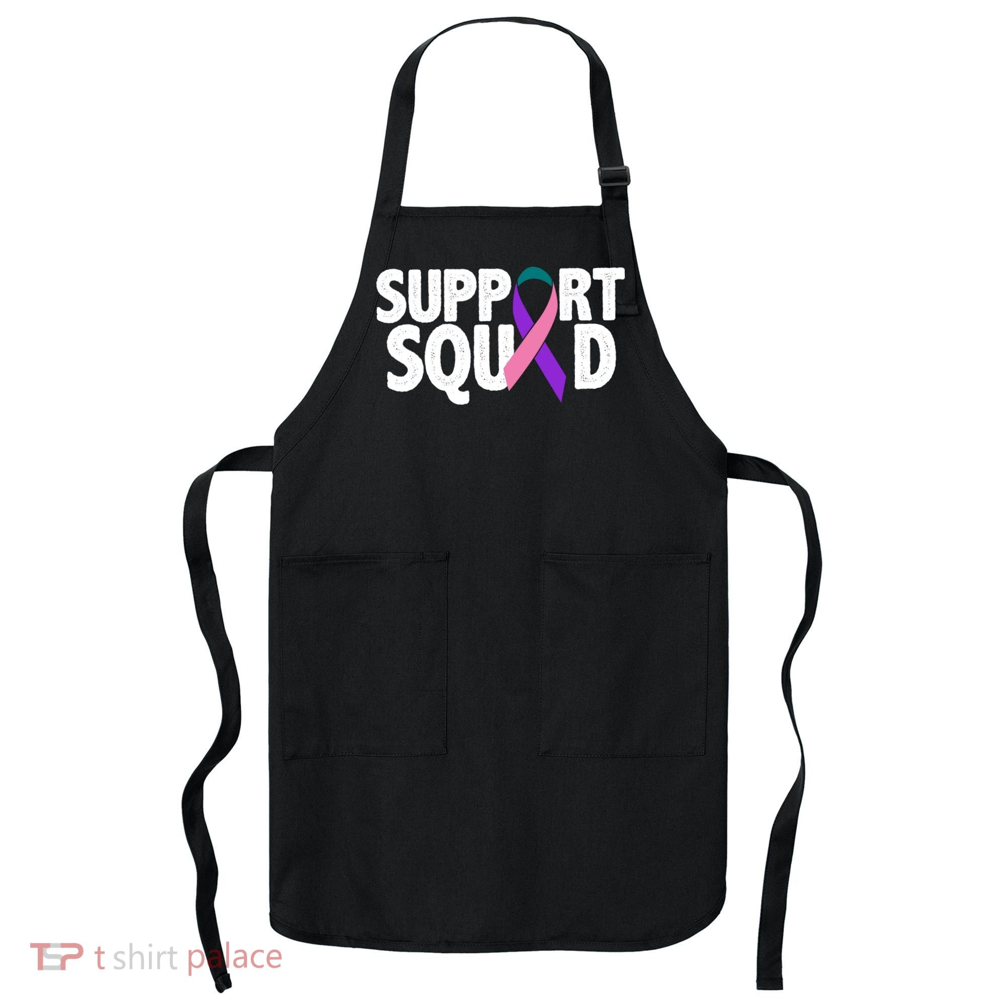 Thyroid Cancer Support Squad Teal Purple Pink Ribbon Apron