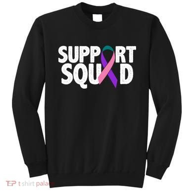 Thyroid Cancer Support Squad Teal Purple Pink Ribbon Sweatshirt