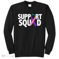 Thyroid Cancer Support Squad Teal Purple Pink Ribbon Sweatshirt thumb 0
