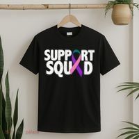 Thyroid Cancer Support Squad Teal Purple Pink Ribbon T-Shirt thumb 2