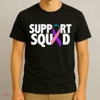 Thyroid Cancer Support Squad Teal Purple Pink Ribbon T-Shirt thumb 3