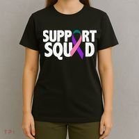 Thyroid Cancer Support Squad Teal Purple Pink Ribbon T-Shirt thumb 4