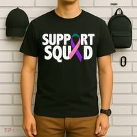Thyroid Cancer Support Squad Teal Purple Pink Ribbon T-Shirt thumb 6