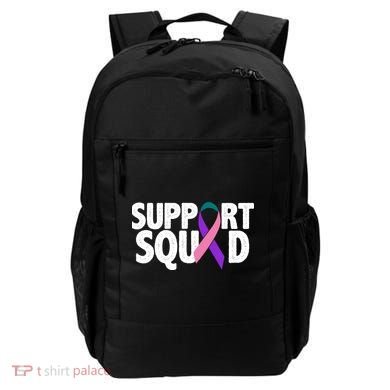 Thyroid Cancer Support Squad Teal Purple Pink Ribbon Backpack