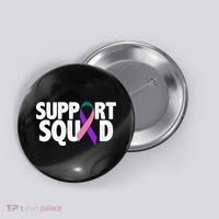 Thyroid Cancer Support Squad Teal Purple Pink Ribbon Button thumb 0