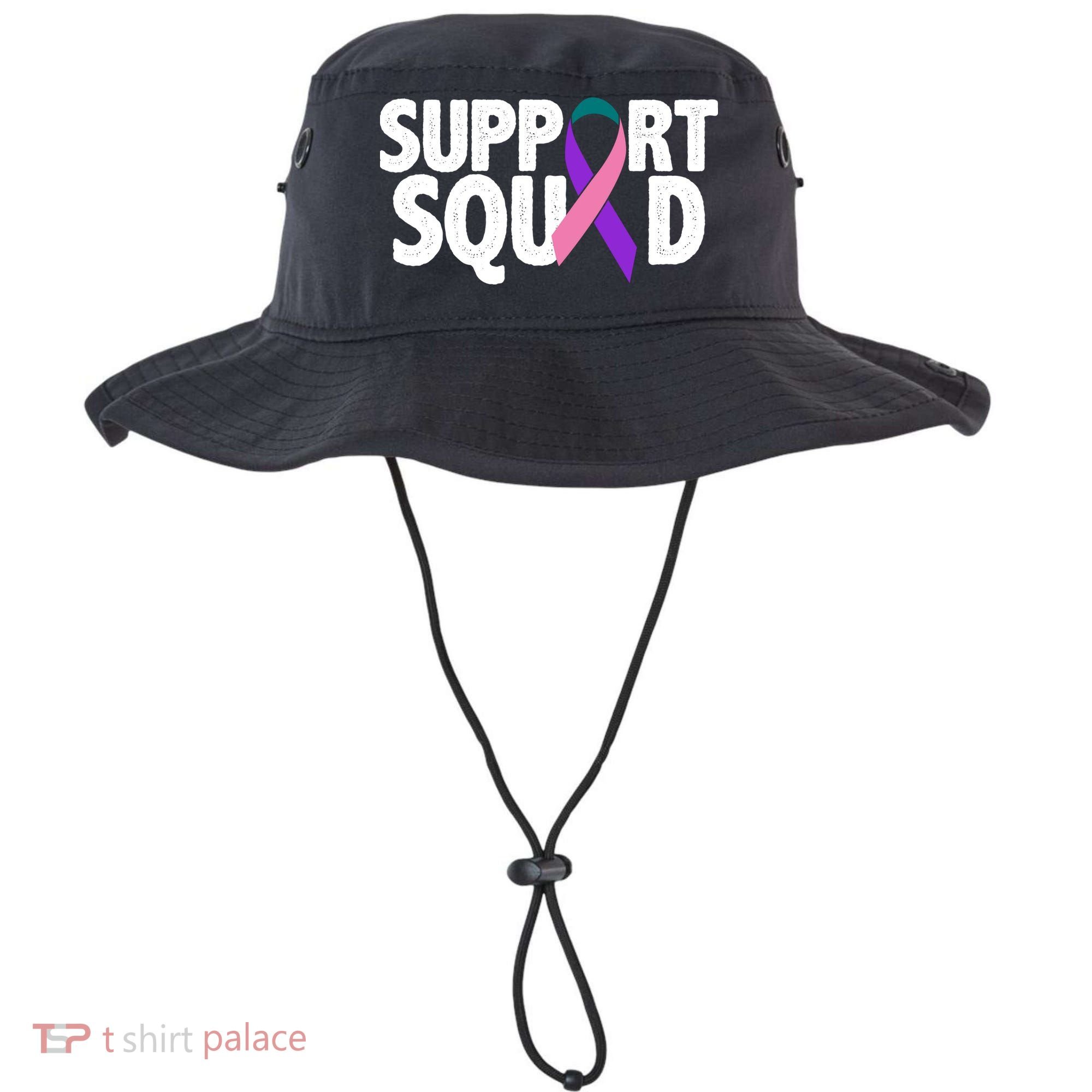 Thyroid Cancer Support Squad Teal Purple Pink Ribbon Bucket Hat