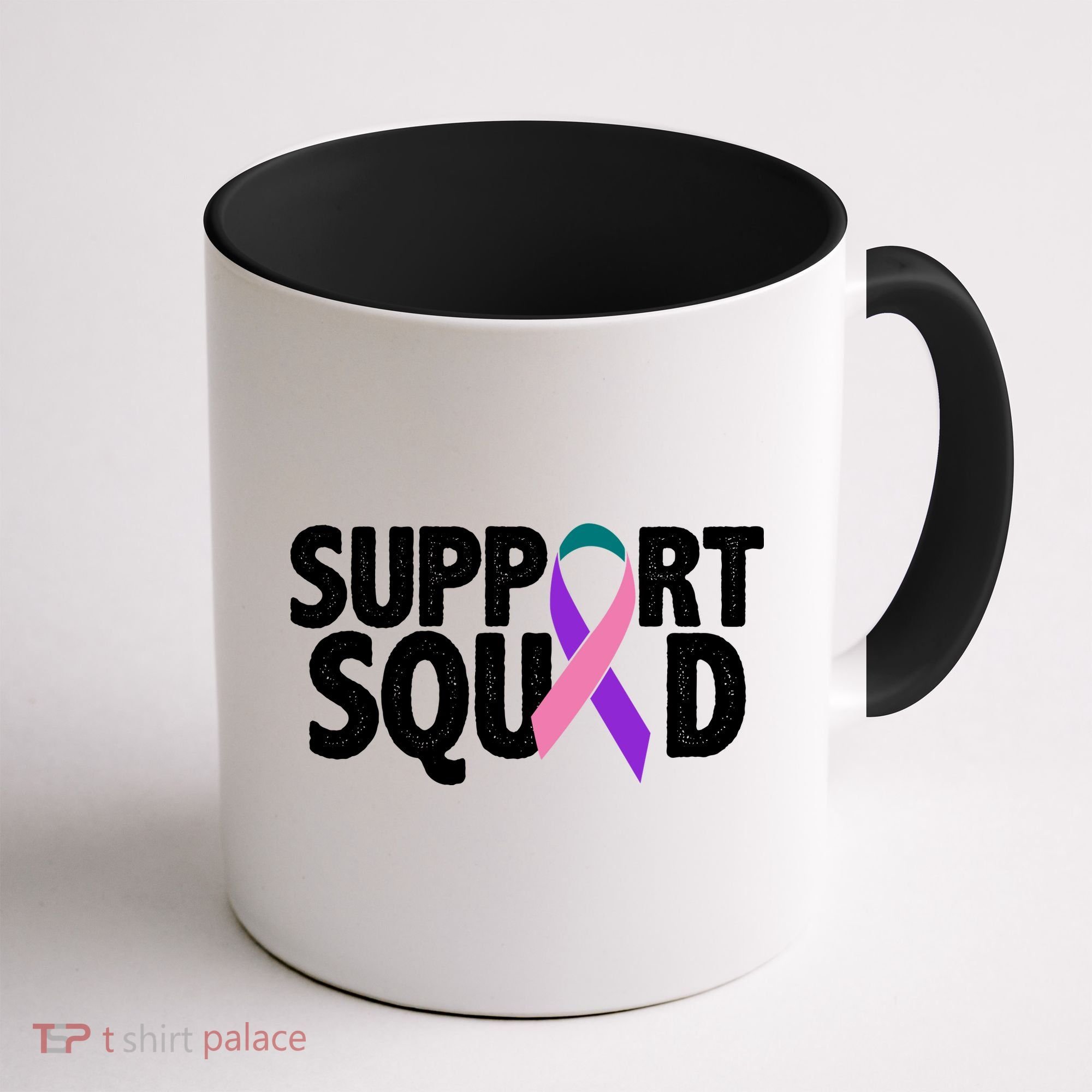 Thyroid Cancer Support Squad Teal Purple Pink Ribbon Coffee Mug