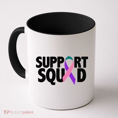 Thyroid Cancer Support Squad Teal Purple Pink Ribbon Coffee Mug