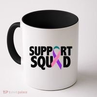 Thyroid Cancer Support Squad Teal Purple Pink Ribbon Coffee Mug thumb 0