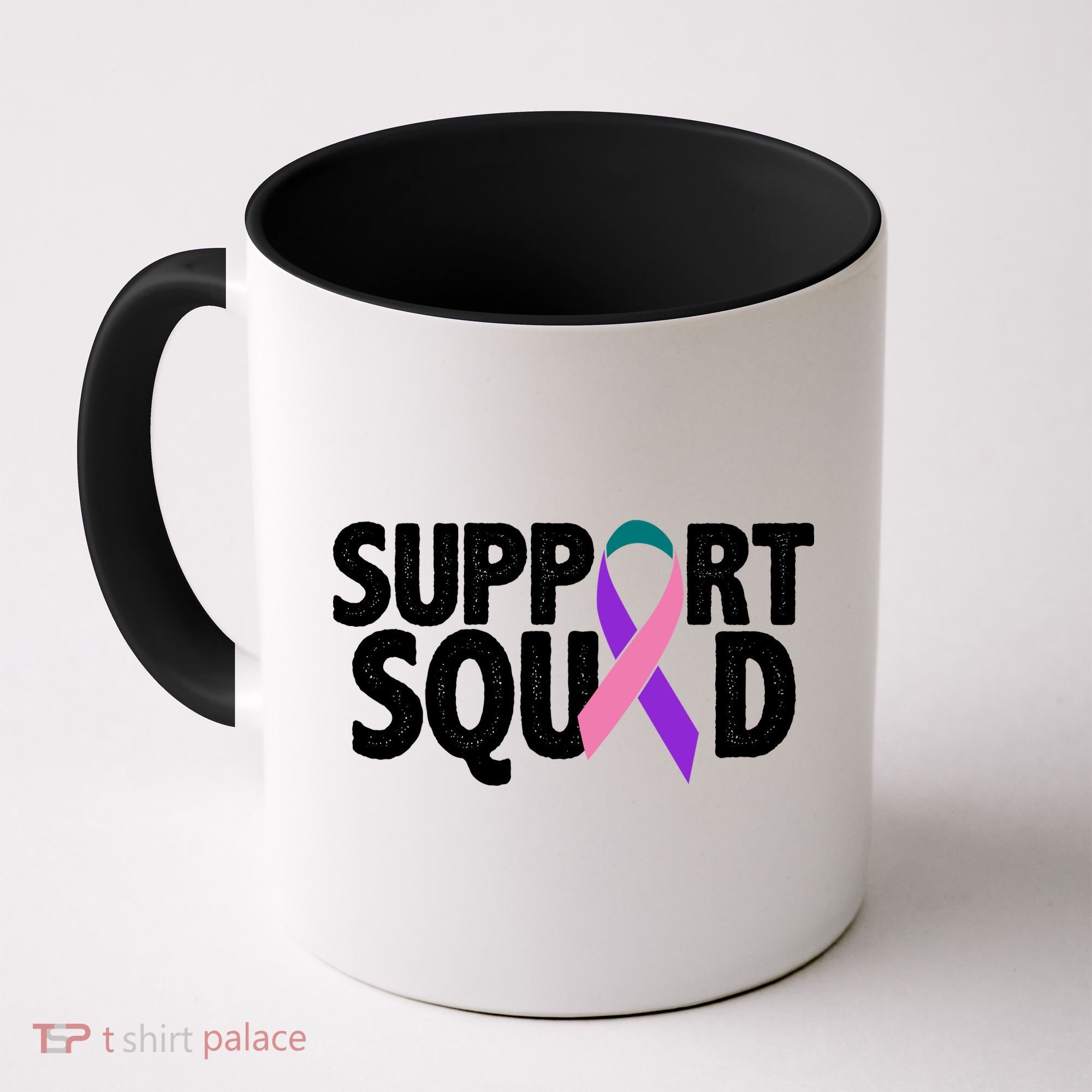 Thyroid Cancer Support Squad Teal Purple Pink Ribbon Coffee Mug