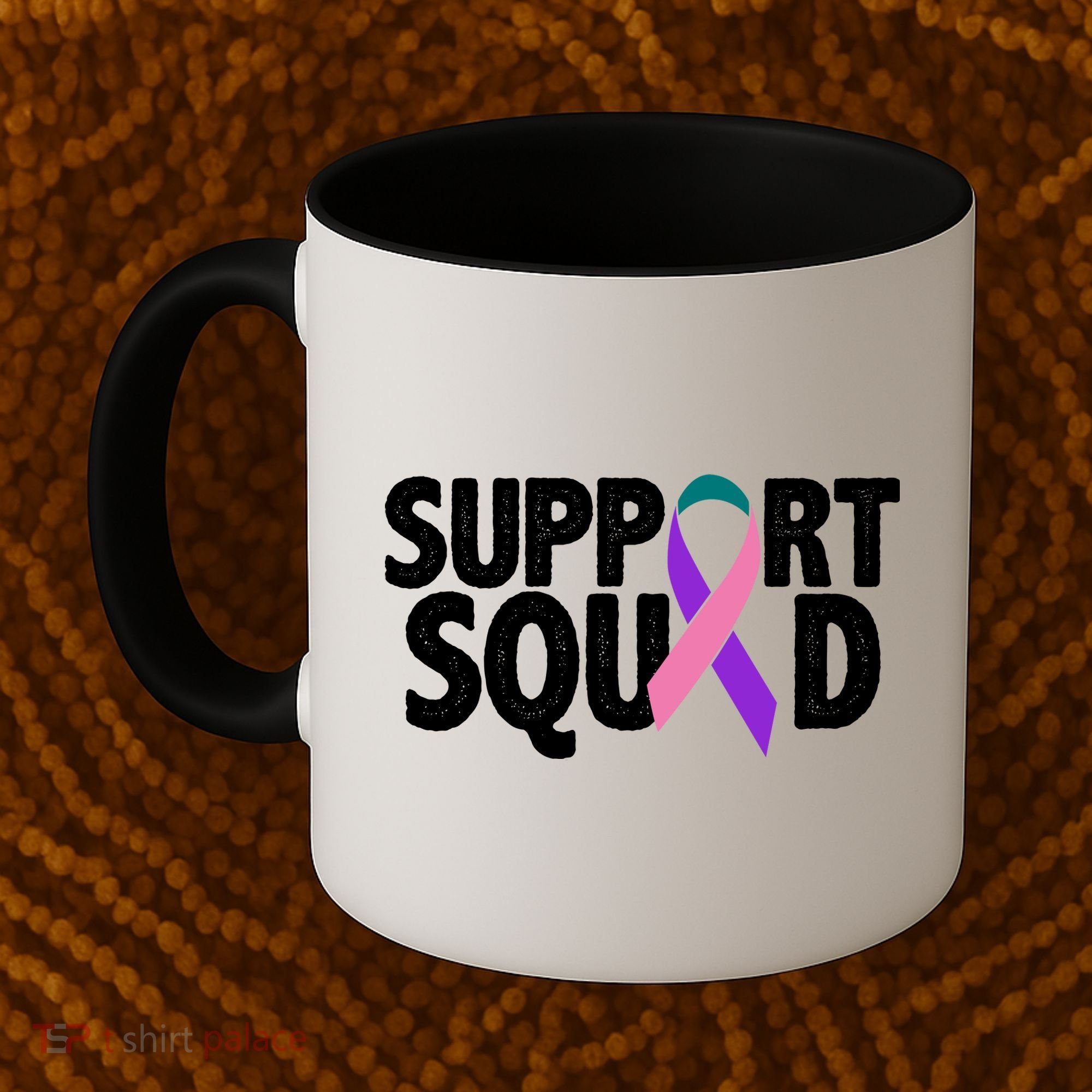 Thyroid Cancer Support Squad Teal Purple Pink Ribbon Coffee Mug
