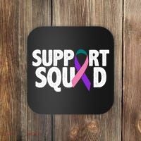 Thyroid Cancer Support Squad Teal Purple Pink Ribbon Coaster thumb 0