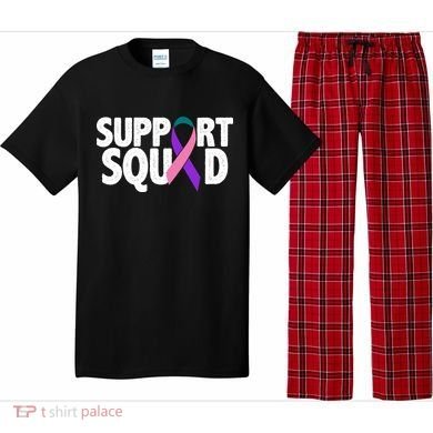 Thyroid Cancer Support Squad Teal Purple Pink Ribbon Pajama Set