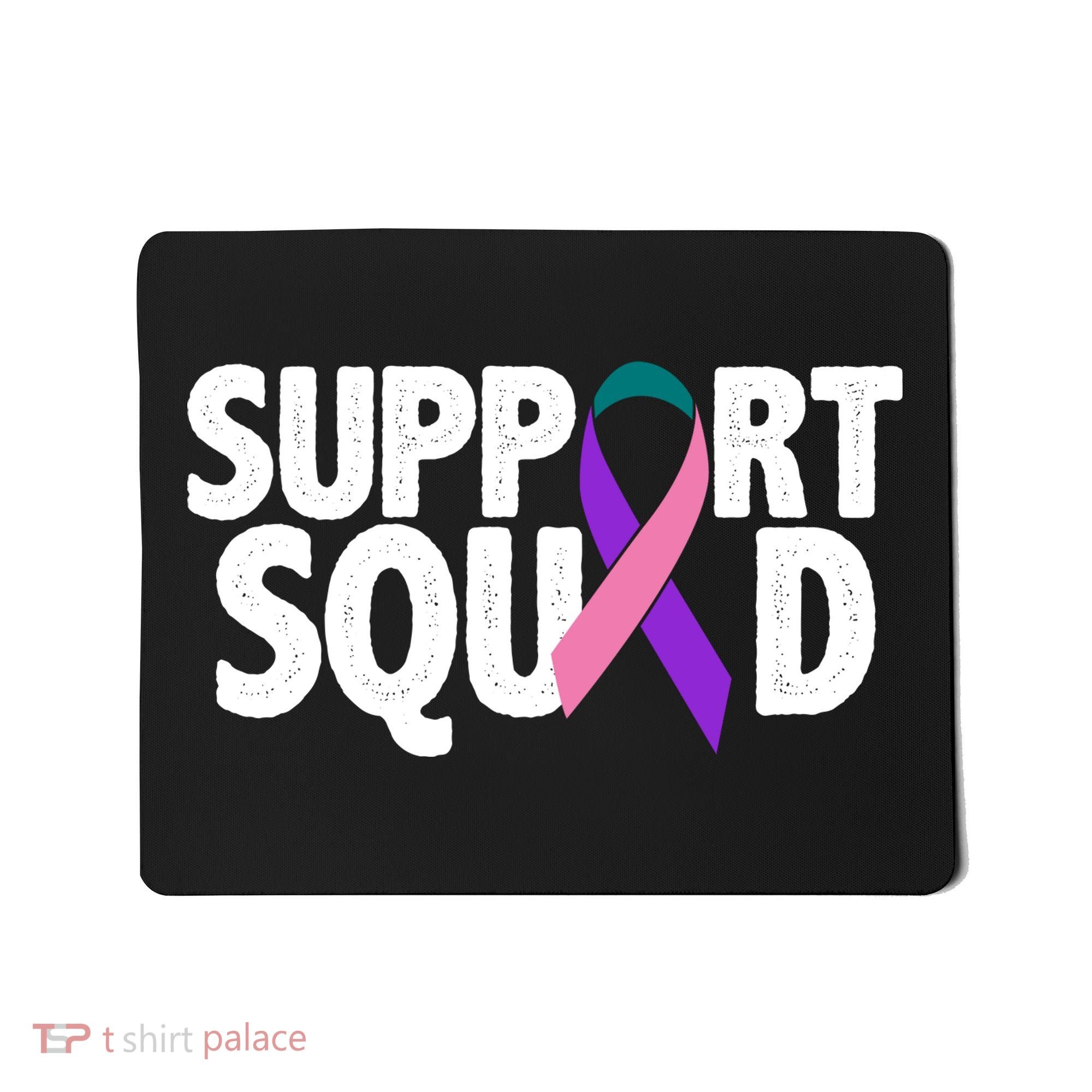 Thyroid Cancer Support Squad Teal Purple Pink Ribbon Mousepad